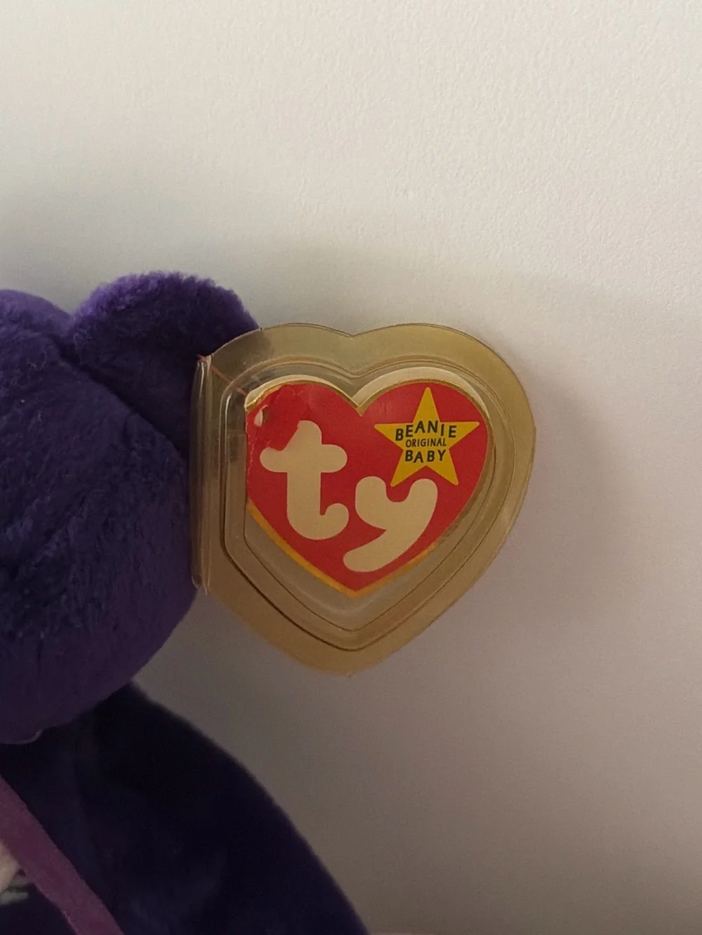 RARE Ty Beanie Babies Princess Purple Bear Plush w/ Heart Tag 1997 Vintage